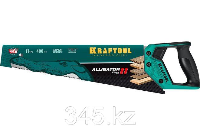 Ножовка для точного реза "Alligator Fine 11", 400 мм, 11 TPI 3D зуб, KRAFTOOL - фото 4 - id-p98430866