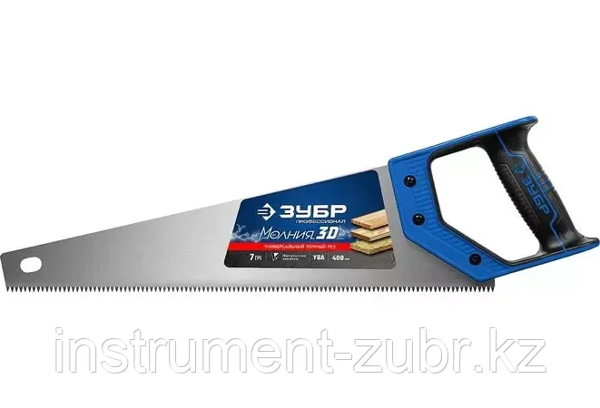 Ножовка универсальная (пила) "МОЛНИЯ-3D" 400мм, 7TPI, 3D зуб, точный рез вдоль и поперек волокон, для средних, фото 2