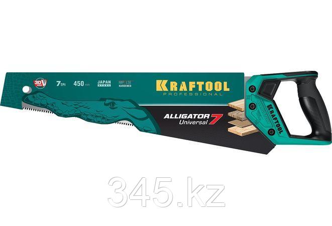 Ножовка универсальная "Alligator Universal 7", 450 мм, 7 TPI 3D зуб, KRAFTOOL - фото 4 - id-p98430863