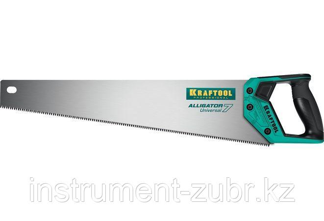 Ножовка универсальная "Alligator Universal 7", 500 мм, 7 TPI 3D зуб, KRAFTOOL