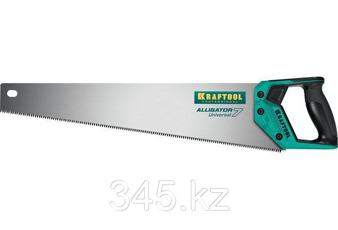 Ножовка универсальная "Alligator Universal 7", 500 мм, 7 TPI 3D зуб, KRAFTOOL - фото 1 - id-p98430864