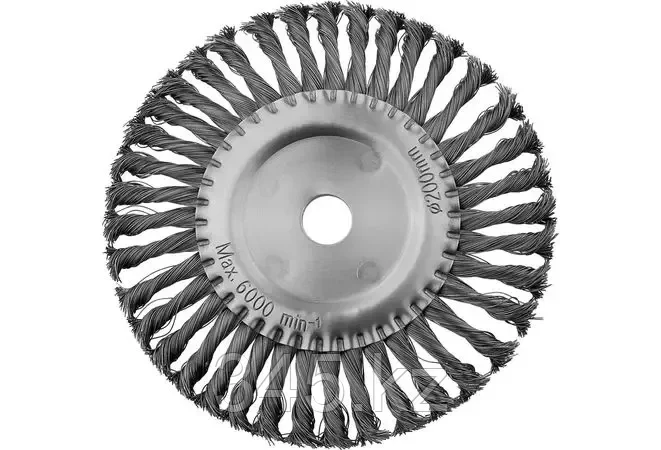 Щетка дисковая для УШМ, жгутированная стальная проволока 0,5 мм, d=200 мм, MIRAX 35140-200 - фото 1 - id-p98431085