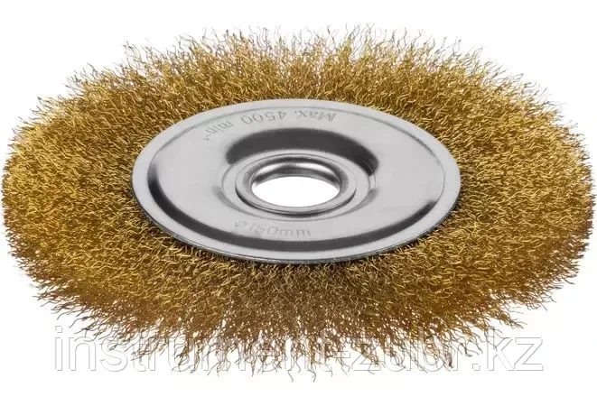 Щетка дисковая для УШМ, витая стальная латунированная проволока 0,3 мм, d=150 мм, MIRAX 35141-150, фото 2