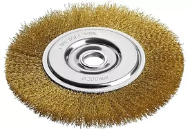 Щетка дисковая для УШМ, витая стальная латунированная проволока 0,3 мм, d=200 мм, MIRAX 35141-200