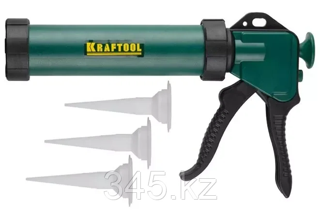 KRAFTOOL универсальный закрытый пистолет для герметика Professional, 3 сменных сопла., фото 2