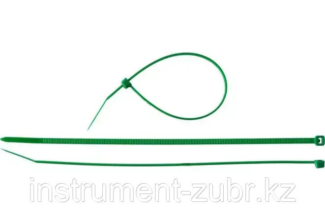 Кабельные стяжки зеленые КС-З1, 2.5 x 150 мм, 100 шт, нейлоновые, ЗУБР Профессионал