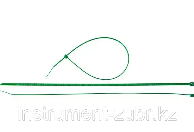 Кабельные стяжки зеленые КС-З1, 3.6 x 300 мм, 100 шт, нейлоновые, ЗУБР Профессионал