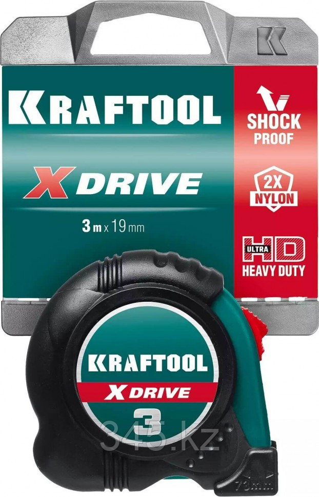 KRAFTOOL X-Drive 3м / 19мм рулетка с ударостойким обрезиненным корпусом - фото 2 - id-p98430961