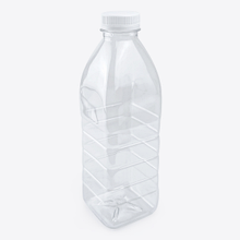 Казахстан Бутылка 1000мл PET квадратная прозрачная с крышкой диаметр горловины 3,8см h24см дно 7х7см
