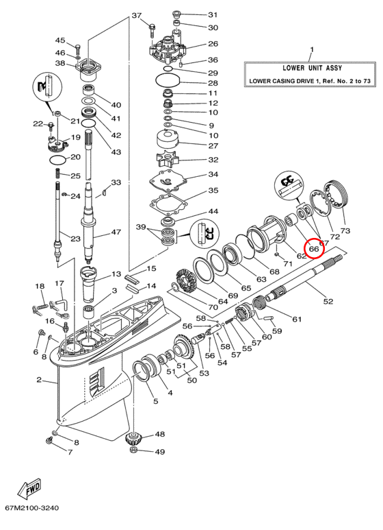 Подшипник игольчатый горизонтального вала Yamaha Y 115-250 9331543061 - фото 1 - id-p99088424