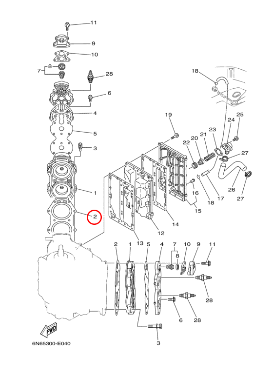 Прокладка ГБ Yamaha OMAX Y 100-115-130-140 6E511181A0 - фото 2 - id-p99088404