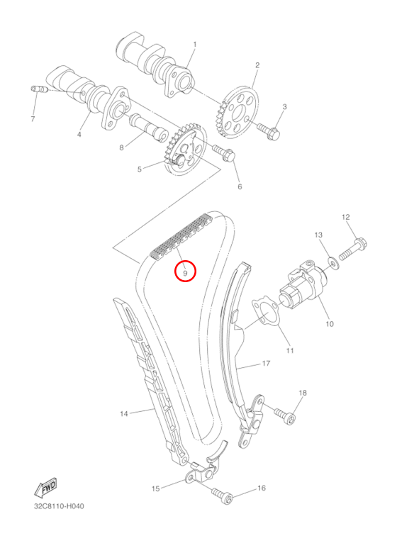 Цепь ГРМ Yamaha ATV \ MOTO 945915711800 - фото 1 - id-p99088377