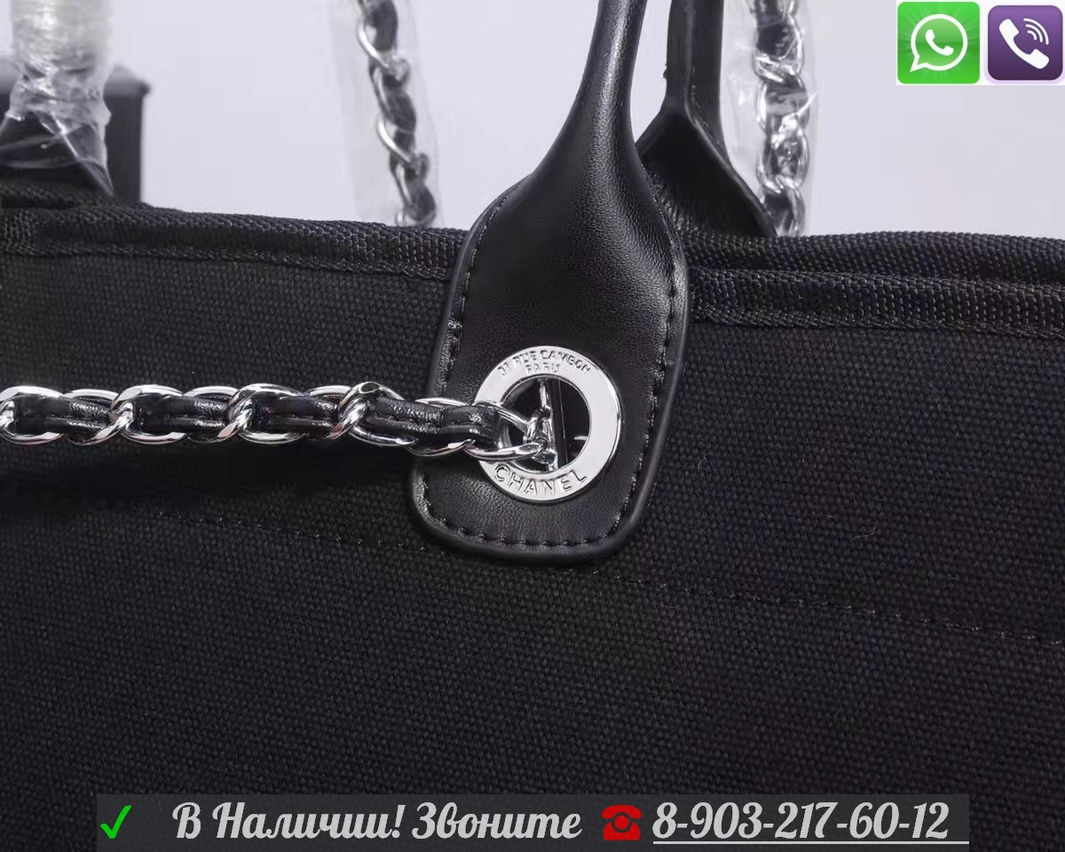 Chanel Deauville Сумка Шанель Черная Тканевая Пляжная - фото 7 - id-p99195186