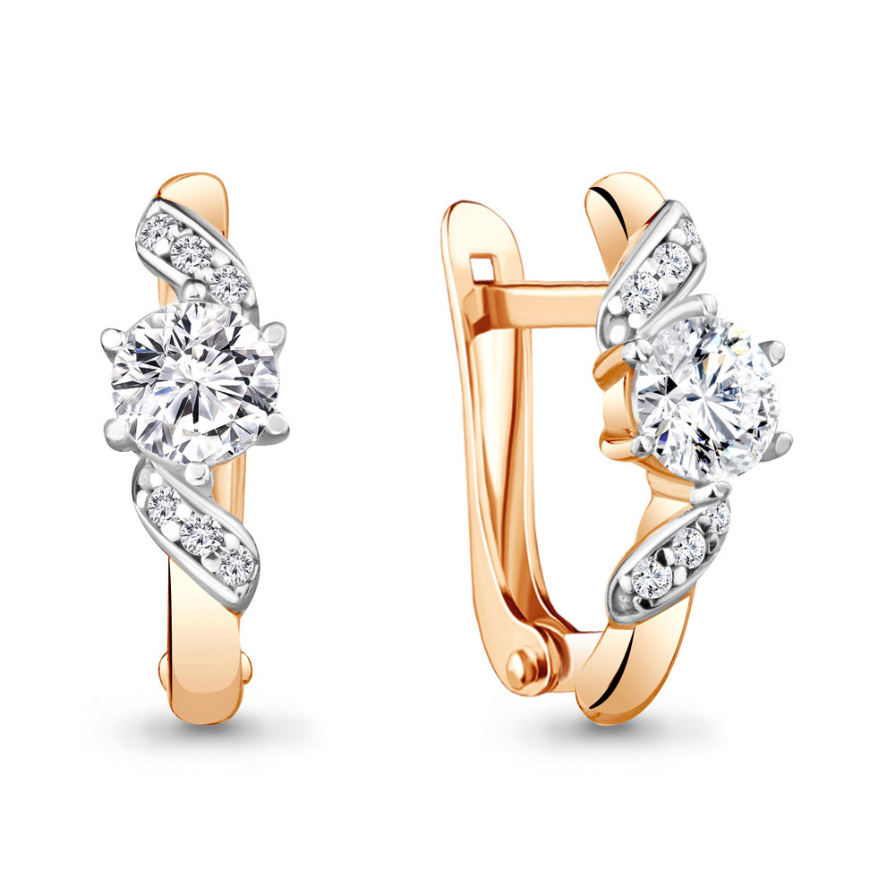 Серьги серебряные классические Фианит Aquamarine 48808А.6 позолота