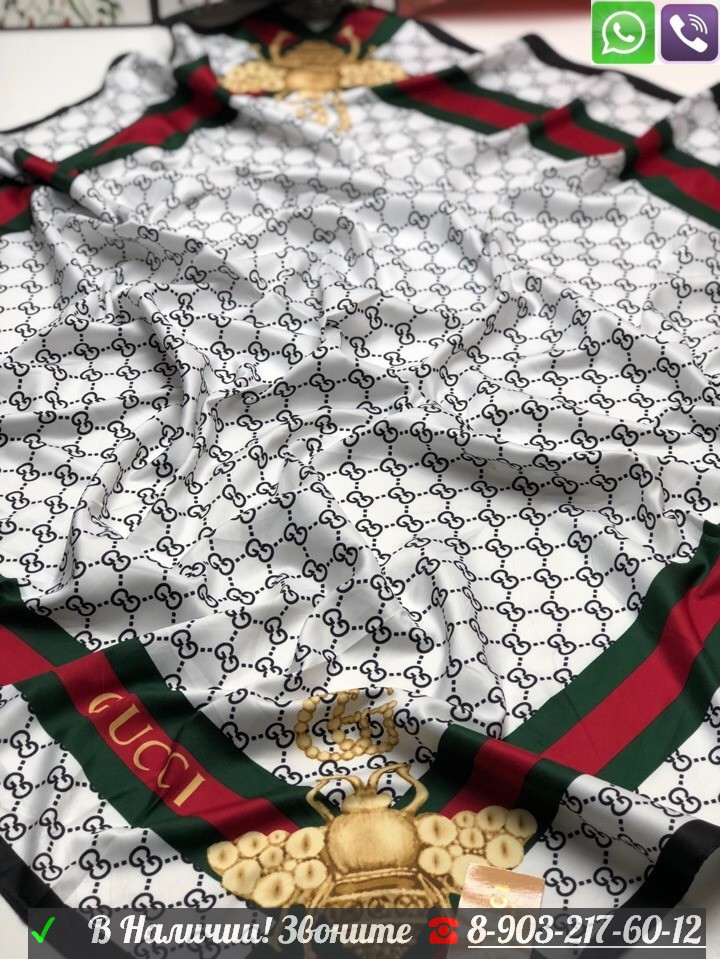 Платок Gucci шелковый 100 см с стрекозой - фото 7 - id-p99197718