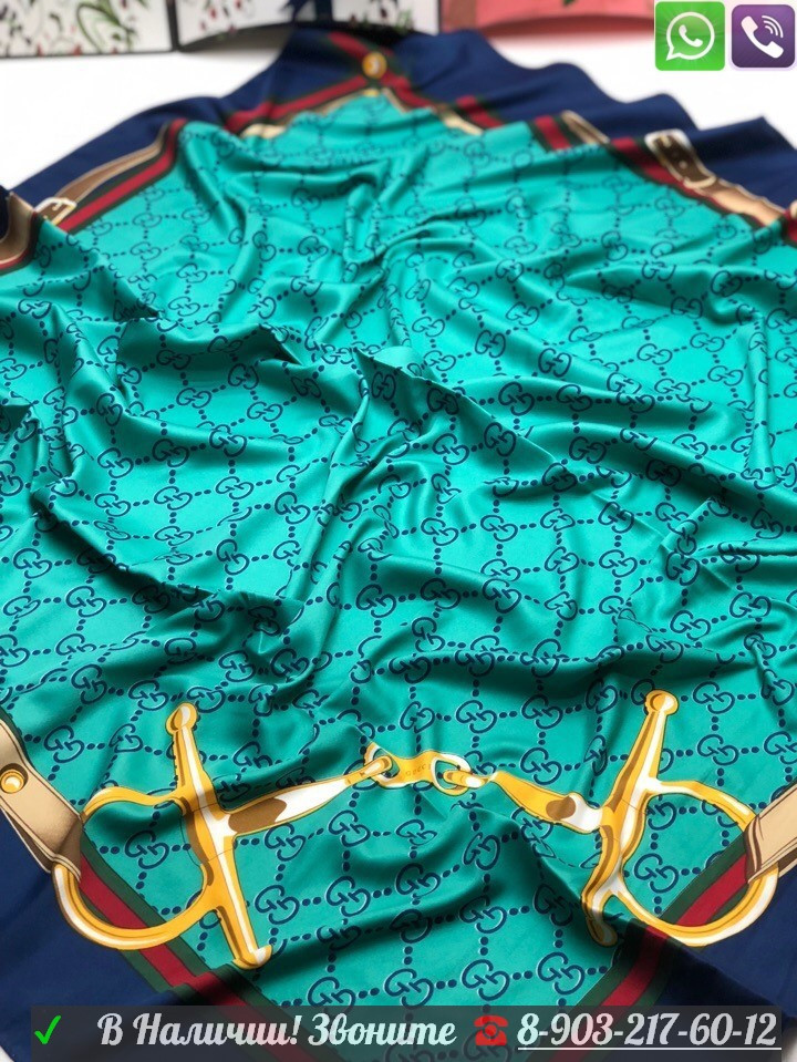 Платок Gucci шелковый 100 см с стрекозой - фото 10 - id-p99197718