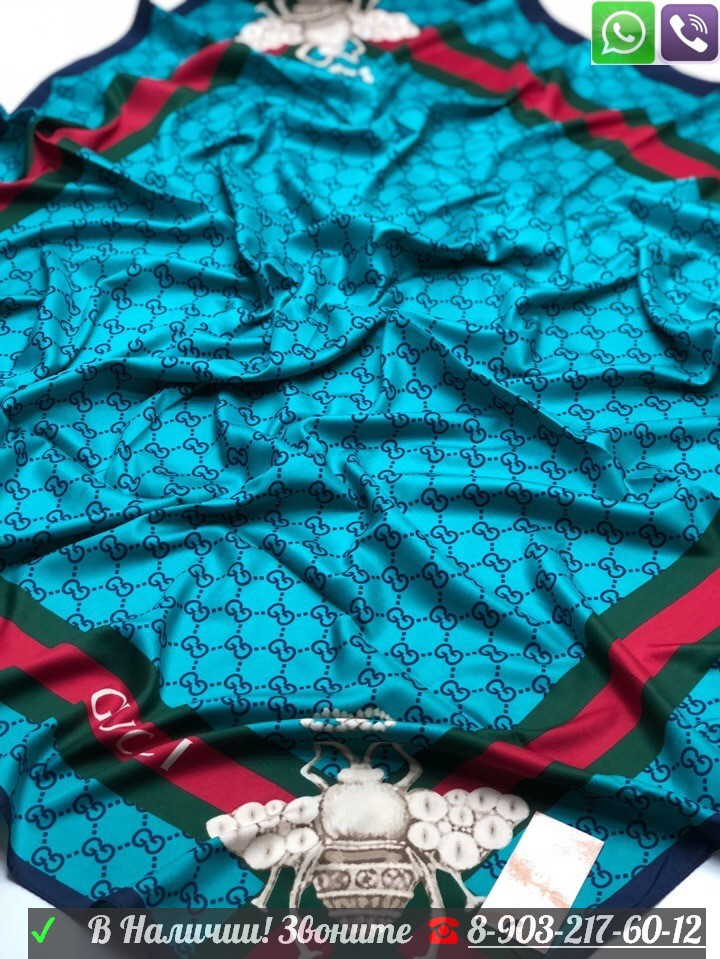 Платок Gucci шелковый 100 см с стрекозой - фото 9 - id-p99197718