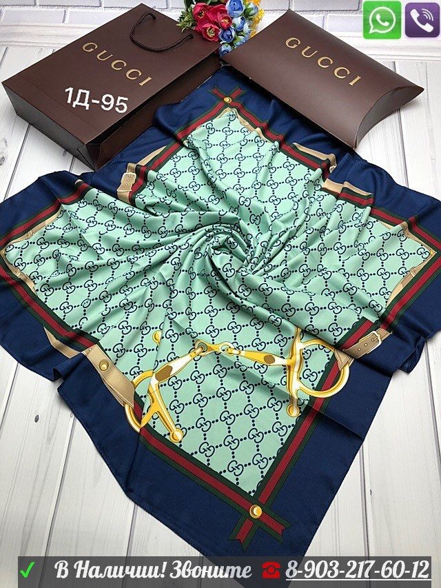 Gucci шелковый шарф GG платок с стрекозой - фото 2 - id-p99197724