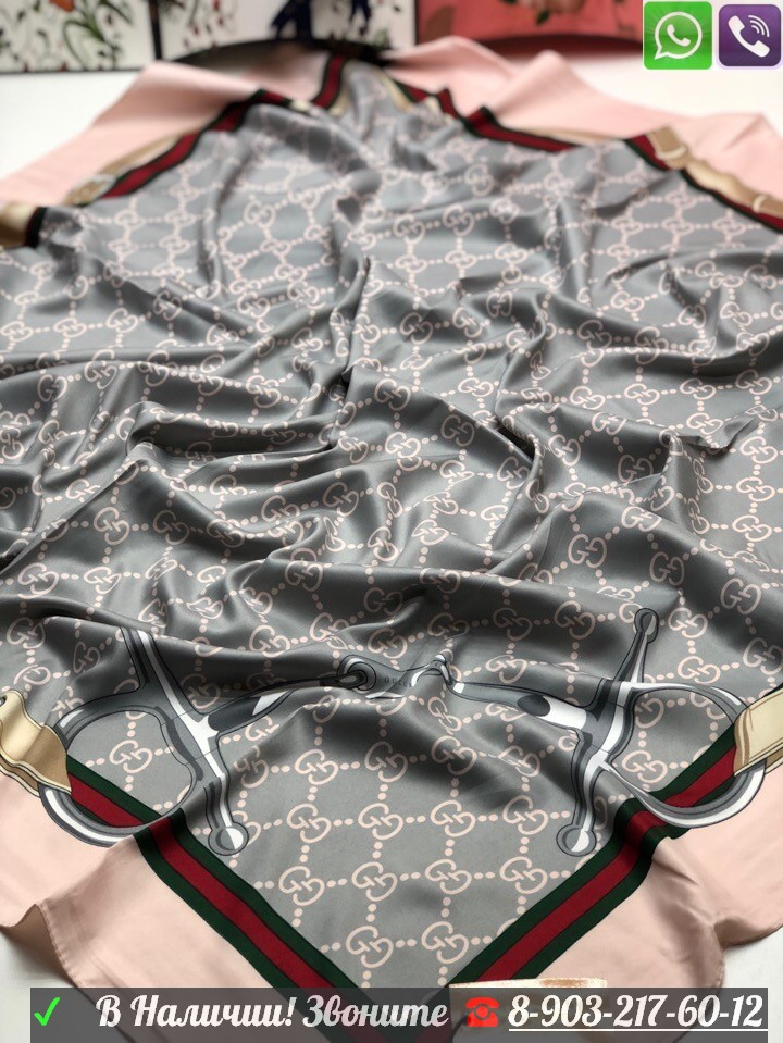 Gucci шелковый шарф GG платок с стрекозой - фото 3 - id-p99197724