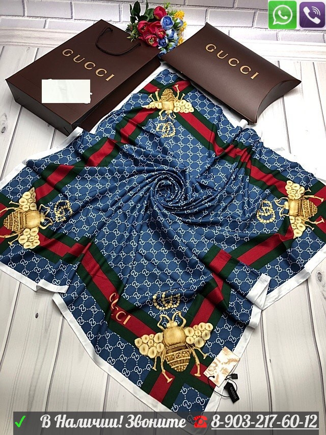 Gucci шелковый шарф с стрекозой Gucci платок - фото 4 - id-p99197729