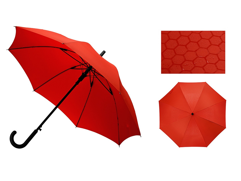 Зонт-трость полуавтомат Wetty с проявляющимся рисунком, красный - фото 1 - id-p99321451