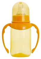 ПОМА бутылочка пластиковая с ручками сред.поток +4 125мл (оранжевая)