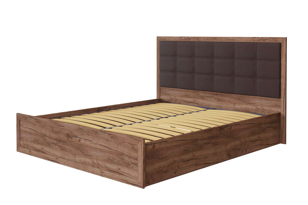 Кровать с подъёмным механизмом Ника-люкс 140х200 см, дуб табачный крафт, коричневый