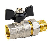 Кран шаровой никель STRONG прямой Ду20 (3/4") "П/М" с америк. ручка бабочка TIM (12/48)