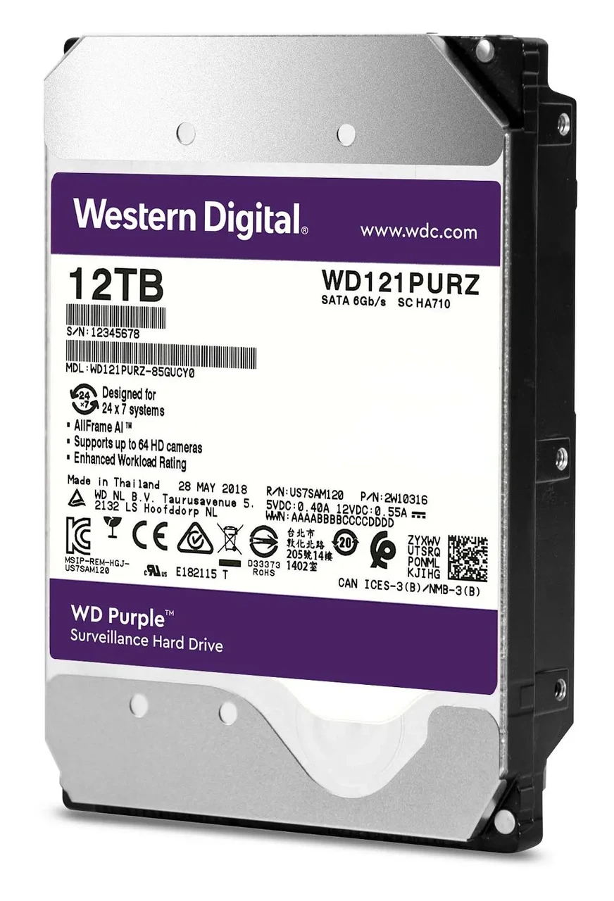 Жесткий диск HDD 12Tb Western Digital Purple WD121PURP