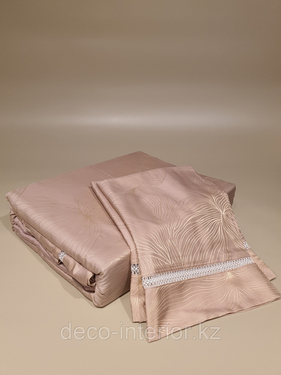 Комплект постельного белья двуспальный из тенселя с принтом крупных цветов и нежной мережкой (ажурная вышивка) - фото 3 - id-p84278720