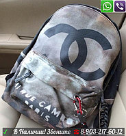 Рюкзак Chanel Тканевый серый с черным знаком