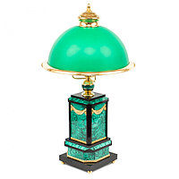 Настольная лампа для рабочего стола из натурального малахита зеленый плафон