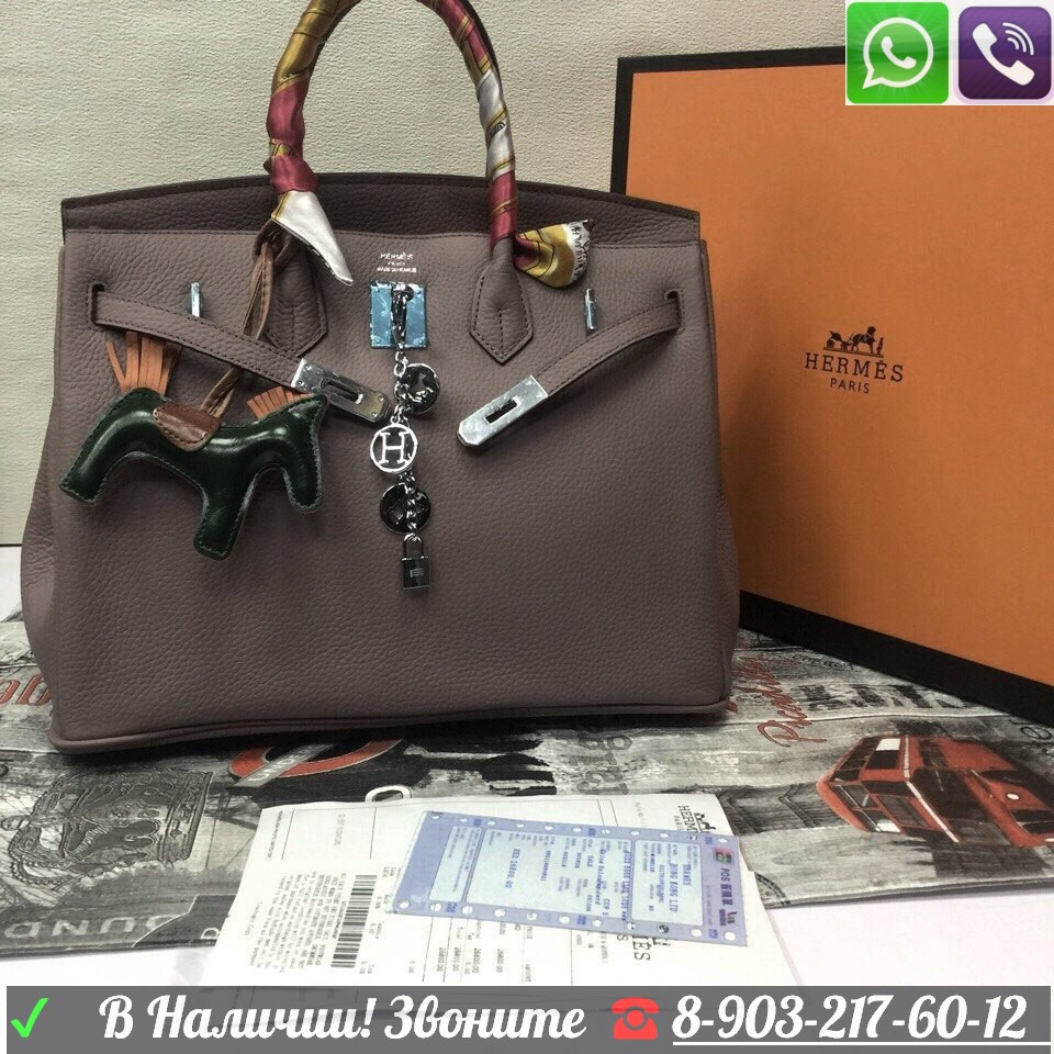 Сумка Hermes Birkin 35 Серая Гермес - фото 2 - id-p99195995