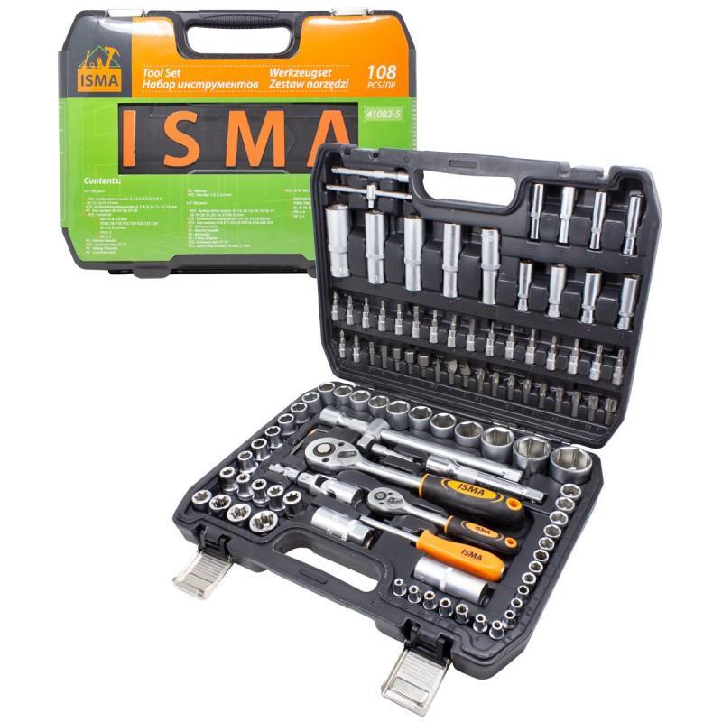 ISMA Набор инструментов 108пр. 1/4'', 1/2''(6гр.) ISMA 41082-5-ISMA 50775 - фото 1 - id-p99337827