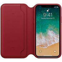 Оригинальный чехол Apple для IPhone X Leather Folio - (PRODUCT) RED MRQD2ZM/A, фото 1