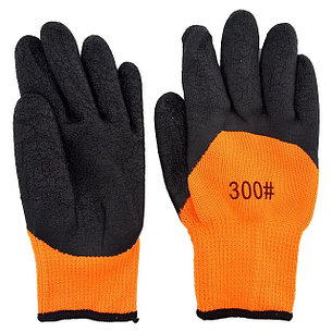 Перчатки № 300 рабочие черно - оранжевые х/б ПВХ, фото 2