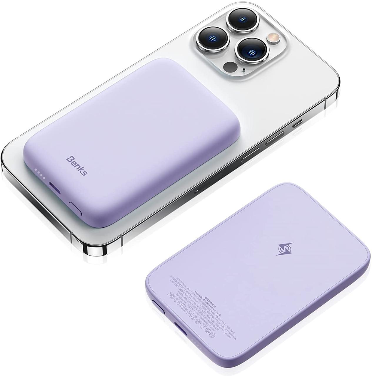 Power bank Apple MagSafe Battery Pack, Benks MP01, 5000 mAh, Purple
