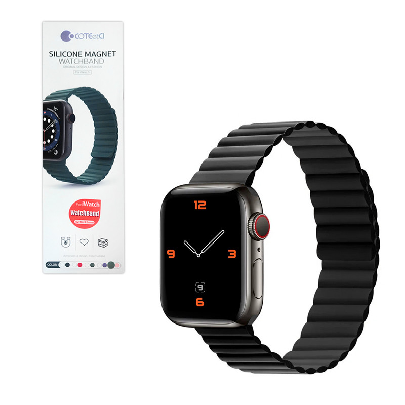 Ремешок For Apple Watch 42mm/44mm/45mm COTEetCI, W63, 21007-BK, Silicone Magnet Watchband, Black