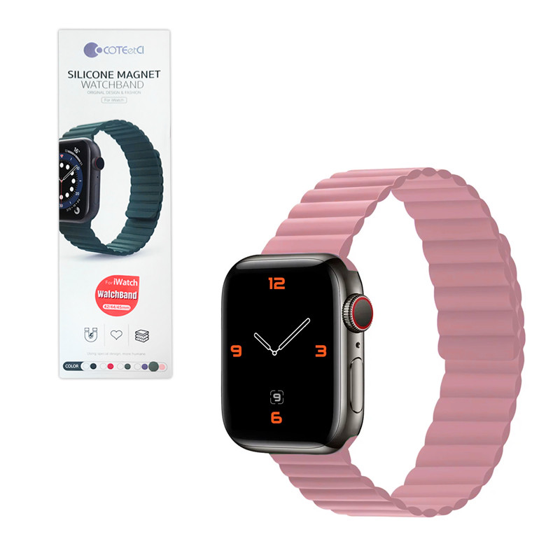 Ремешок For Apple Watch 42mm/44mm/45mm COTEetCI, W63, 21007-PK, Silicone Magnet Watchband, Pink