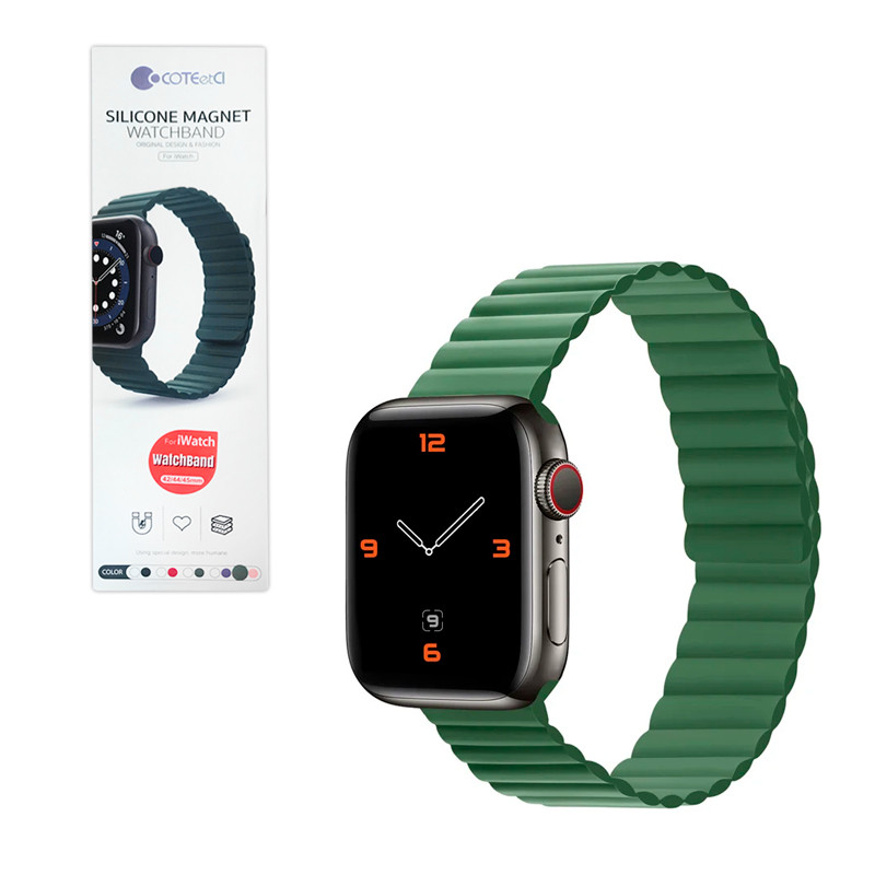 Ремешок For Apple Watch 42mm/44mm/45mm COTEetCI, W63, 21007-GR, Silicone Magnet Watchband, Green