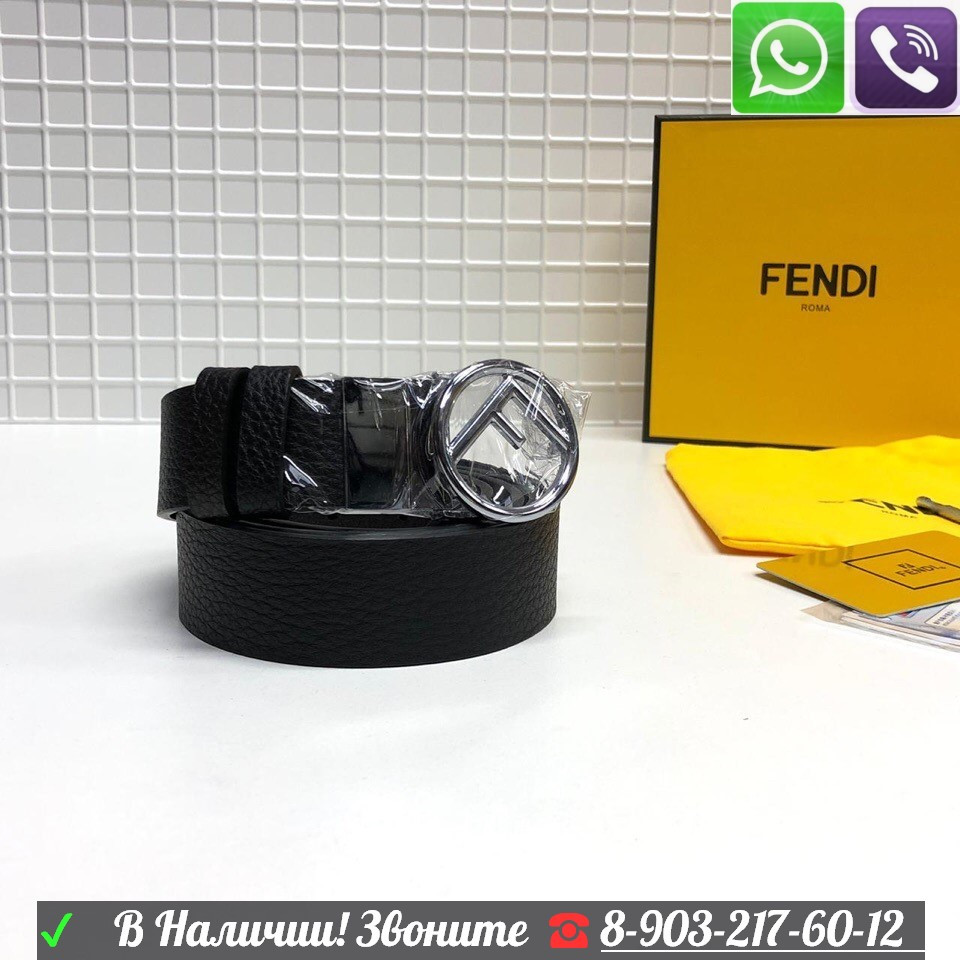 Ремень Fendi c буквами F Фенди черный пояс - фото 2 - id-p99198179