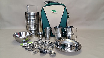 Набор туристической посуды, портфель на 4 персоны с контейнером (Пикник по-русски), фото 3