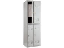 Металлический шкаф для одежды Практик LS-22, 4 секции, полка, крючки - фото 1 - id-p99362910