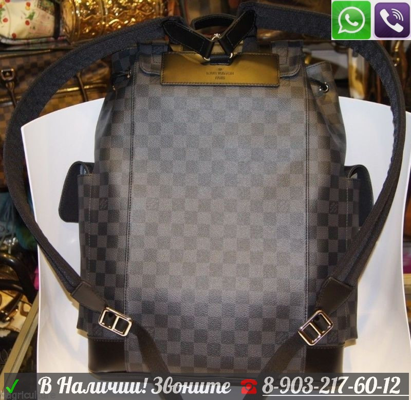 Рюкзак Louis Vuitton Christopher черно-серая шашка - фото 4 - id-p99196258