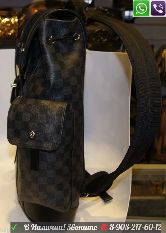 Рюкзак Louis Vuitton Christopher черно-серая шашка - фото 6 - id-p99196258