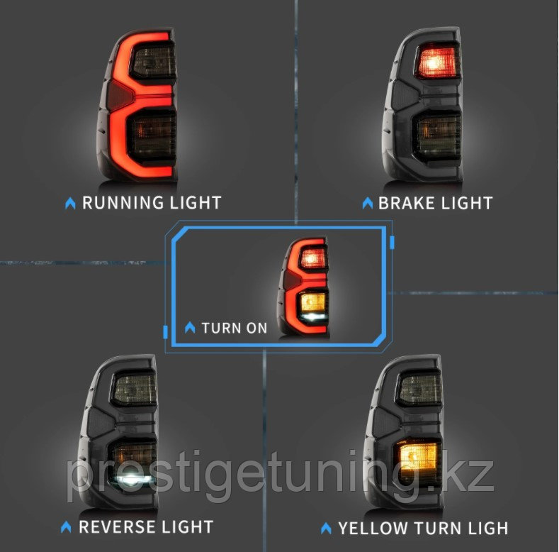 Задние фонари на Toyota Hilux/Revo 2016-22 Dynamic (Дымчатые) - фото 5 - id-p95779751