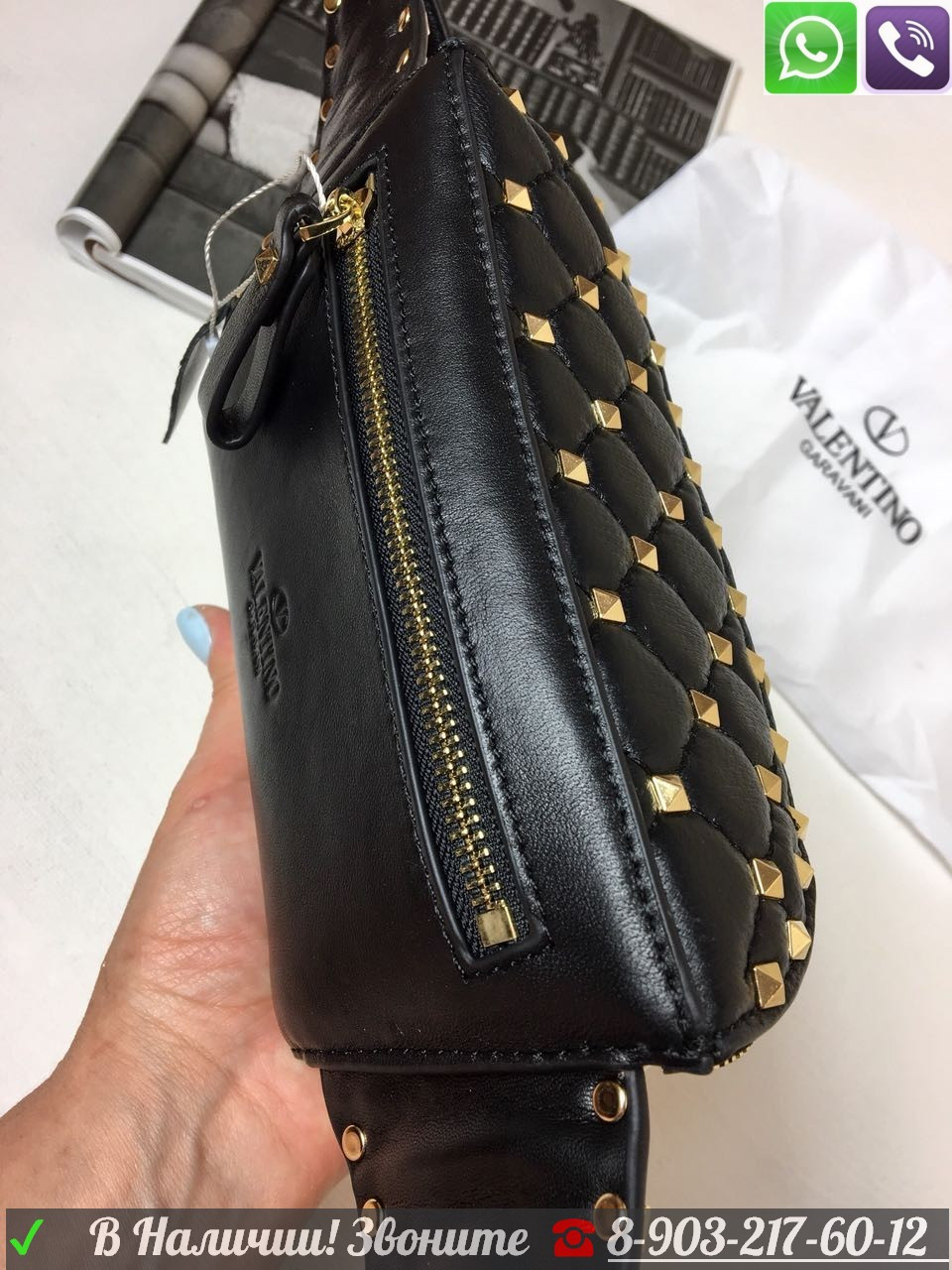 Сумка поясная Valentino Rockstud Сумка на пояс Валентино Клатч Барсетка - фото 3 - id-p99196284