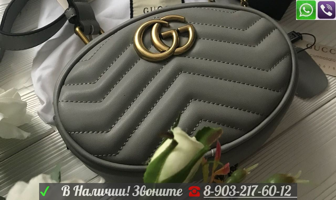 Черная поясная Сумка Gucci Marmont GG Gucci на пояс Гучи Logo - фото 6 - id-p99196309