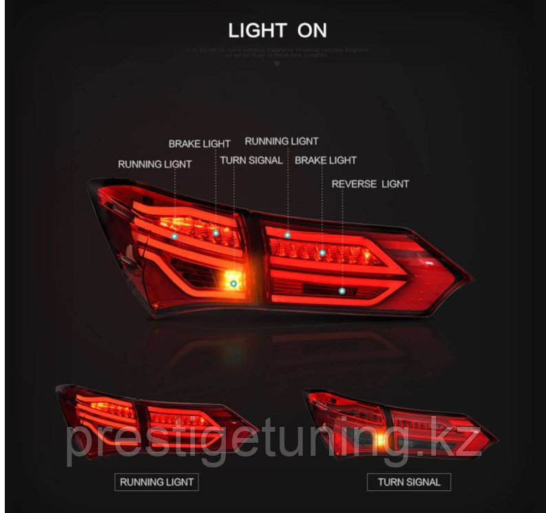 Задние фонари на Toyota Corolla 2013-16 дизайн Mercedes (Красно-Темный цвет) - фото 2 - id-p99365761