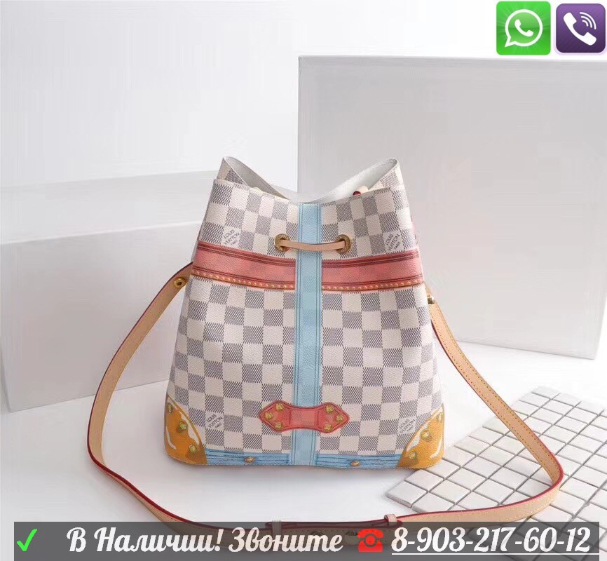 Сумка Louis Vuitton Neonoe на затяжках мешок hobo с принтом azur monogram Луи Витон на кулисках - фото 8 - id-p99196356